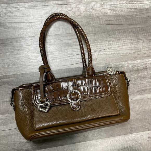 𝅺Brighton Brown Leather Croc Mini Purse Shoulder Bag - Picture 1 of 12